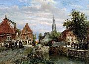 unknow artist A view of the Staal Everspijp and the Grote Kerk in summer oil painting on canvas
